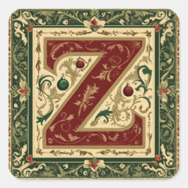 Festive Red Z med julkronan Fyrkantigt Klistermärke