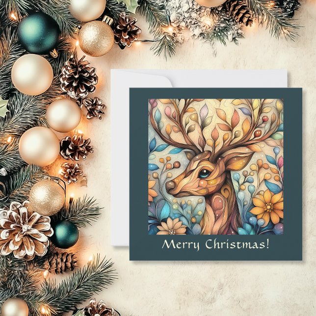 Festive Reindeer Anpassade Julkort (Festive Reindeer Customizable Holiday Card)