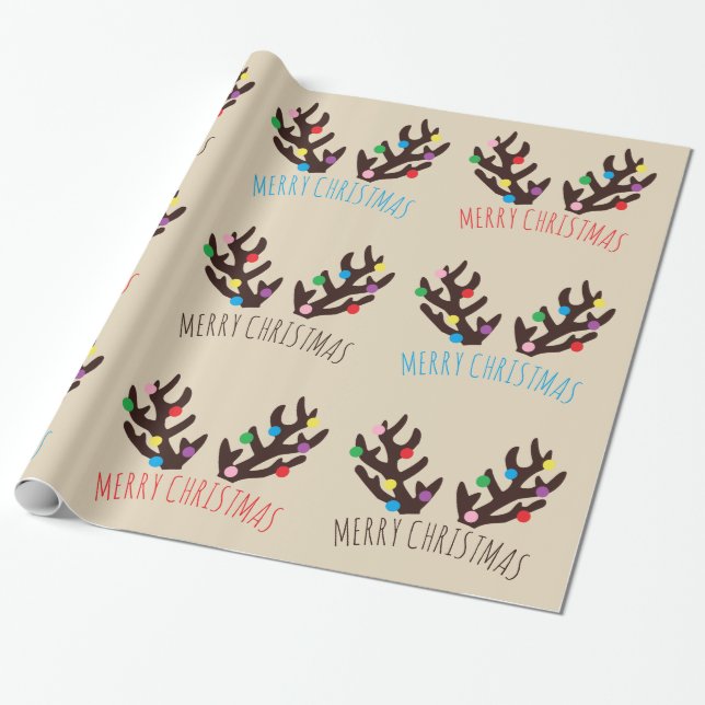 Festive Reindeer Antlers, Julafton Wrapping Papper Presentpapper (Utrullad)
