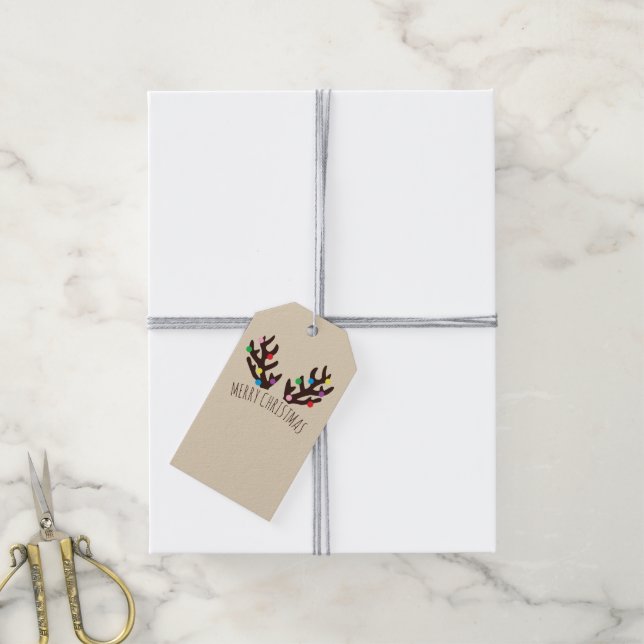 Festive Reindeer Antlers, Juletiketter Presentetikett (Med Snöre)