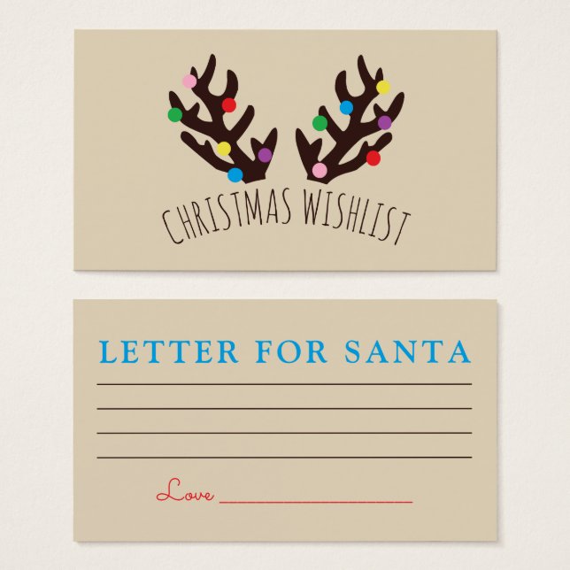 Festive Reindeer Antlers, Julfillistan Visitkort (Framsida & baksida)