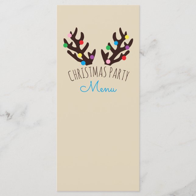 Festive Reindeer Antlers, Party Menu, jul Meny (Framsida)