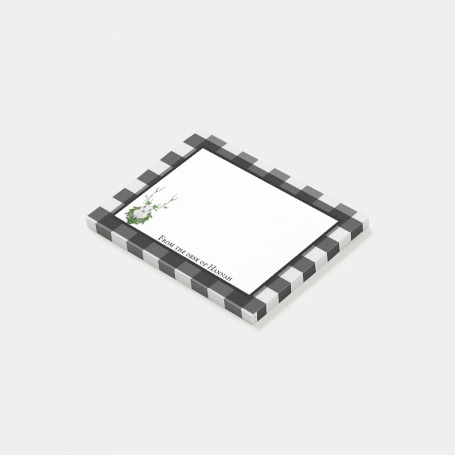 Festive Reindeer Buffalo Play Personlig Post-it Block (Vinklad)