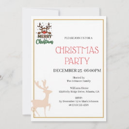 Festive Reindeer Christmas invitation Inbjudningar