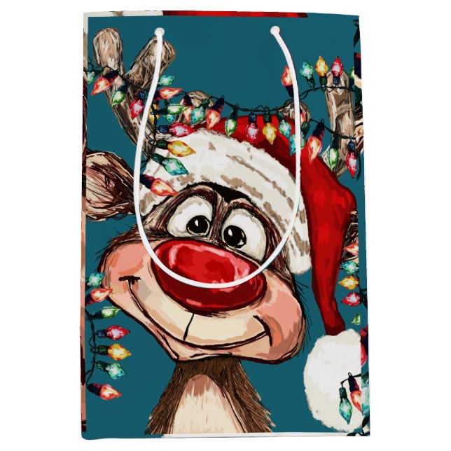 Festive Reindeer Christmas Shower Curtain (Framsidan)