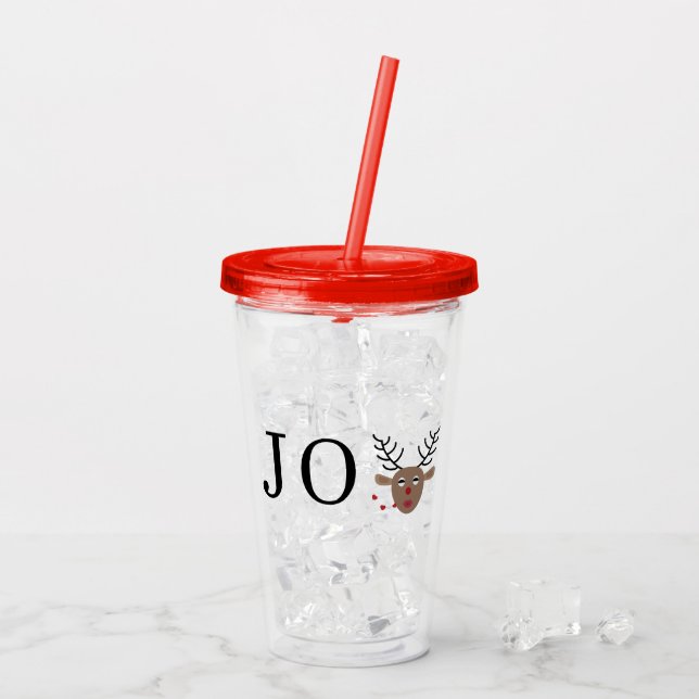 Festive Reindeer jul Helgdag Joy Take Away Mugg (Baksida Ice)