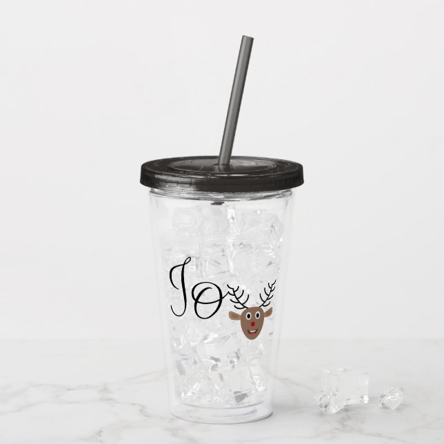 Festive Reindeer jul Helgdag Joy Take Away Mugg (Baksida Ice)
