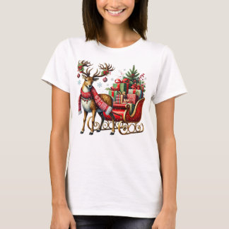 Festive Reindeer med julklapp och gåvor T Shirt