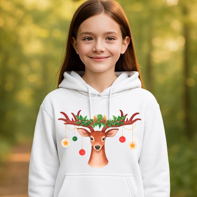 Festive Reindeer med Ornament Antlers - Jul T Shirt (Skapare uppladdad)