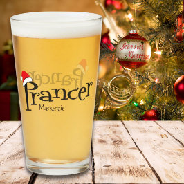 Festive Reindeer Prancer Santa Hat-julglaset Glaskopp