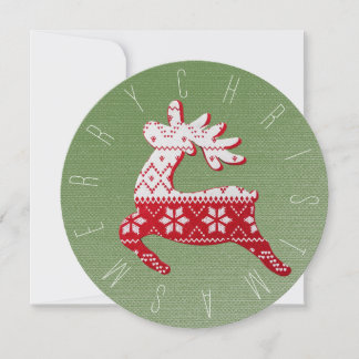 Festive Reindeer Red/White/Grönt jul Sticka Julkort