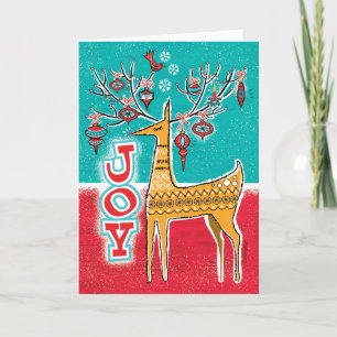 Festive Reindeer Retro-julkort Helgkort