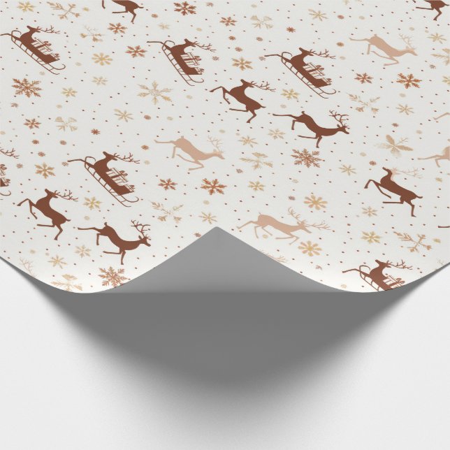 Festive Reindeer/Sleigh-jul Presentpapper (Hörn)