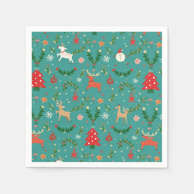 Festive Reindeer Wonderland Pappersservett (Framsidan)