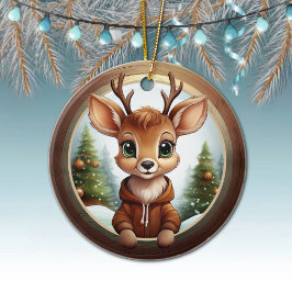 Festive Reindeer Xmas Wooden Frame Decoration 🦌🎄 Julgransprydnad Keramik