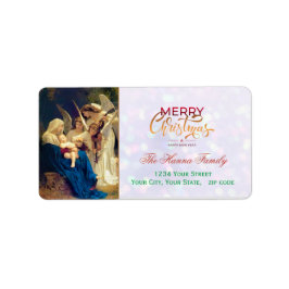 Festive Religious Angels Nativity Merry Christmas Adressetikett