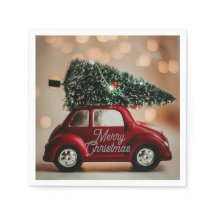 Festive Retro Car Christmas Napkins – Table Set