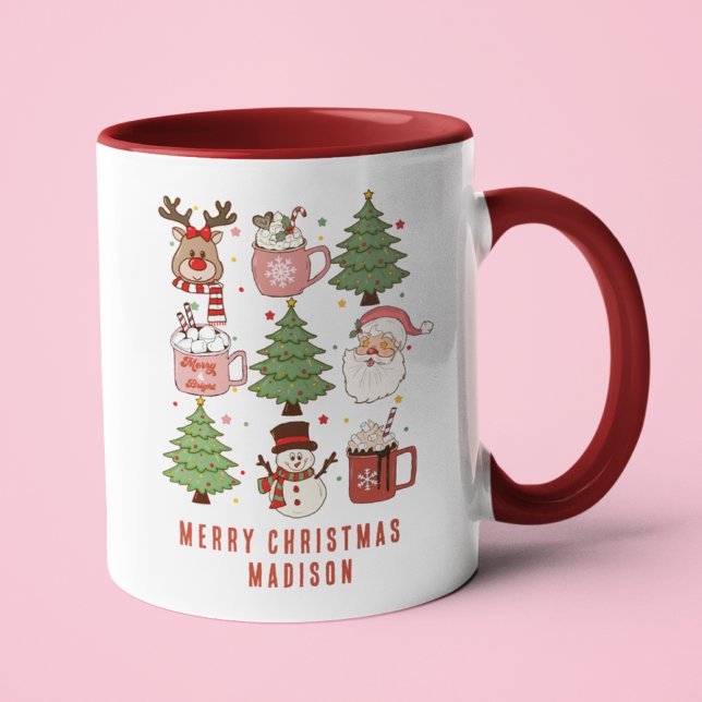 Festive Retro God jul Personlig Namn Mugg (Skapare uppladdad)