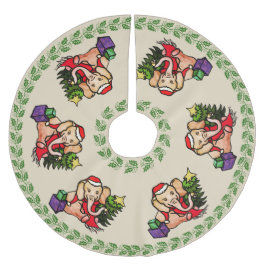 Festive Retro God jul Santa Elephanes Julgransmatta Borstad Polyester
