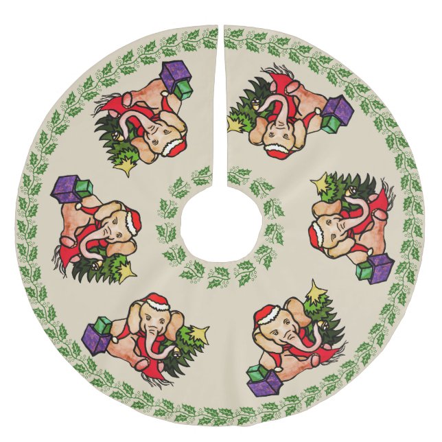 Festive Retro God jul Santa Elephanes Julgransmatta Borstad Polyester (Framsidan)