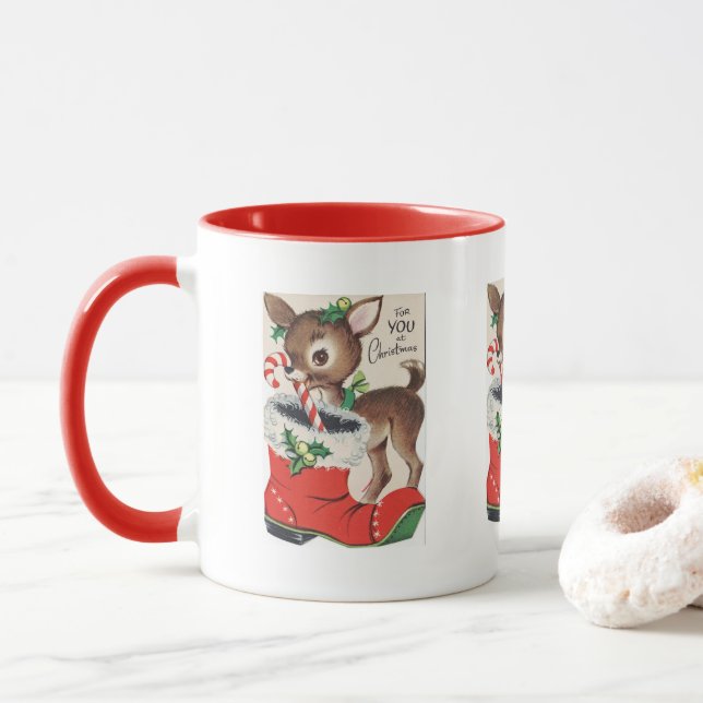 Festive REtro-Helgdag för julrenar Mugg (Med munk)