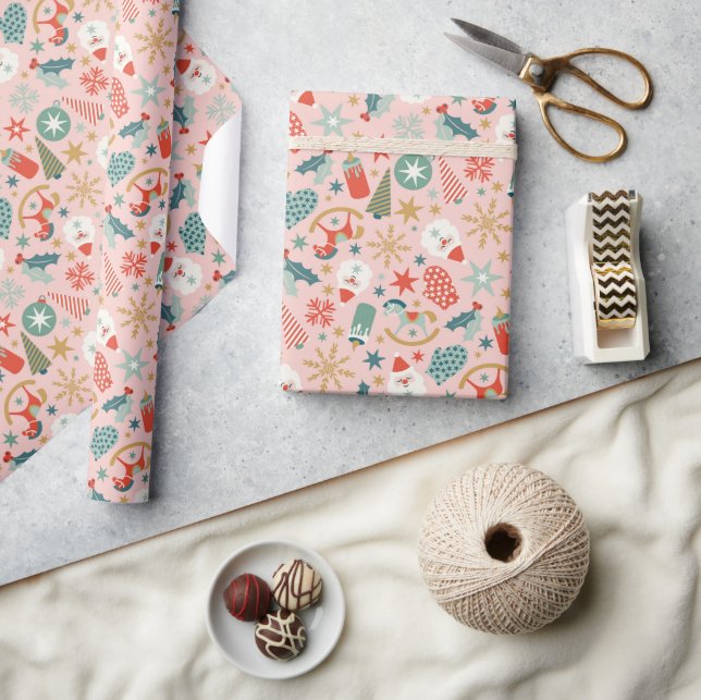Festive Retro-julafton Helgdag Mönster Presentpapper (Hantverk)