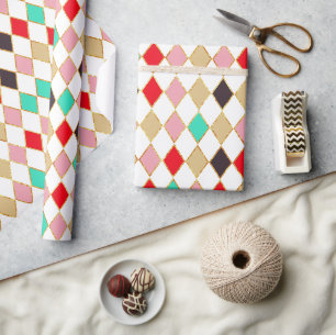 Festive Retro-juldiamanten Mönster Presentpapper