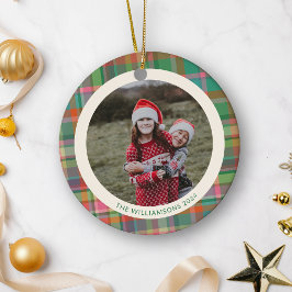 Festive Retro-julklappad Cute Preppy Photo Julgransprydnad Keramik