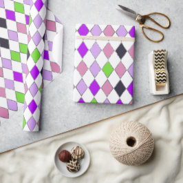 Festive Retro Lila Diamond Mönster Presentpapper