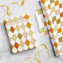 Festive Retro Orange Beige Diamond Mönster