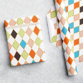 Festive Retro Pastel Diamond Mönster Presentpapper