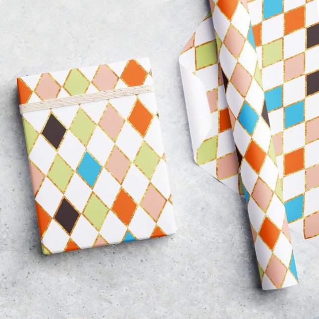 Festive Retro Pastel Diamond Mönster Presentpapper (Skapare uppladdad)