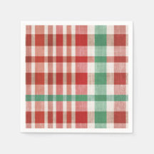 Festive Retro Red Green Textured Plaid 