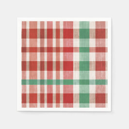 Festive Retro Red Green Textured Plaid  Pappersservett