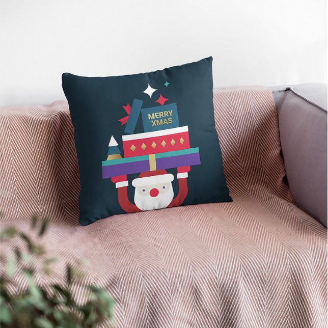 Festive Retro Santa Dekorativ kudde - Helgdag-gåvo (Skapare uppladdad)