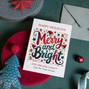 Festive Retro Typography med goda och ljusa färger Julkort