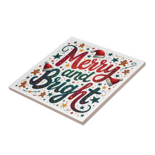 Festive Retro Typography med goda och ljusa färger Kakelplatta