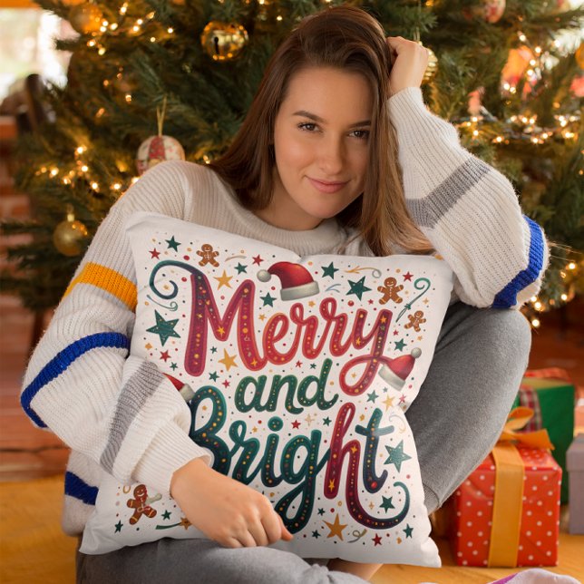 Festive Retro Typography med goda och ljusa färger Kudde (Skapare uppladdad)
