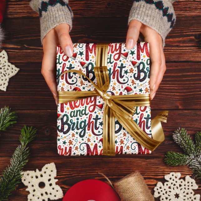 Festive Retro Typography med goda och ljusa färger Presentpapper (Skapare uppladdad)