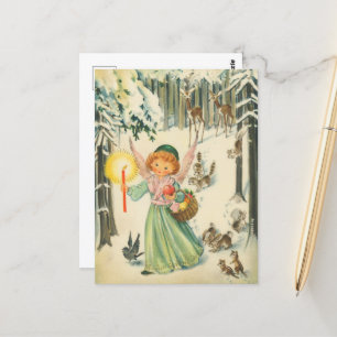 Festive retro vintage jul Angel Vykort
