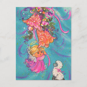 Festive retro vintage jul Angel Vykort