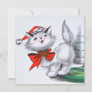 Festive retro vintage jul-katt party inbjudningar