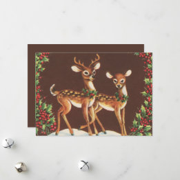Festive retro vintage julrenar julkort