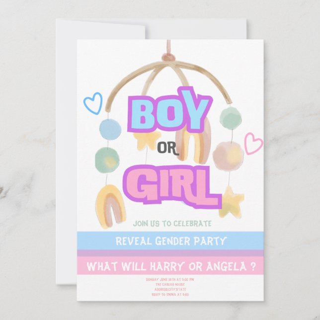 Festive Reveal Gender Baby Party bjudan Inbjudningar (Framsida)