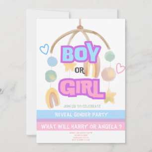 Festive Reveal Gender Baby Party bjudan Inbjudningar