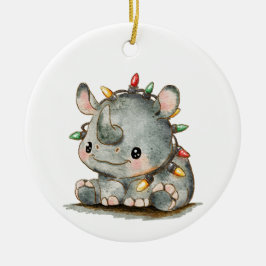 Festive Rhino Julgransprydnad Keramik