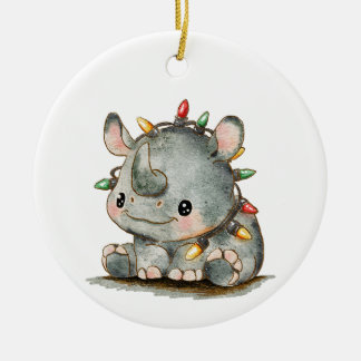 Festive Rhino Julgransprydnad Keramik