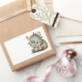 Festive Rhino Rektangulärt Klistermärke