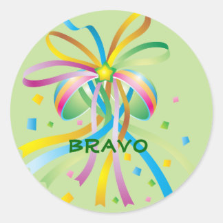 Festive Ribbon Bravo Sticker Runt Klistermärke