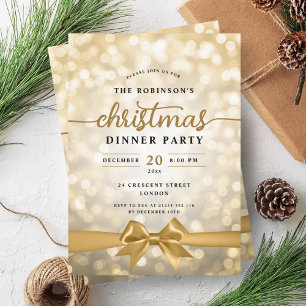 Festive Ribbon Guld Ljus jul Party Inbjudningar